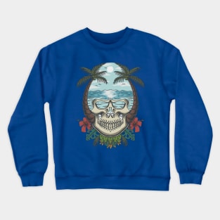 Skull Beach Tropical Abstract Crewneck Sweatshirt